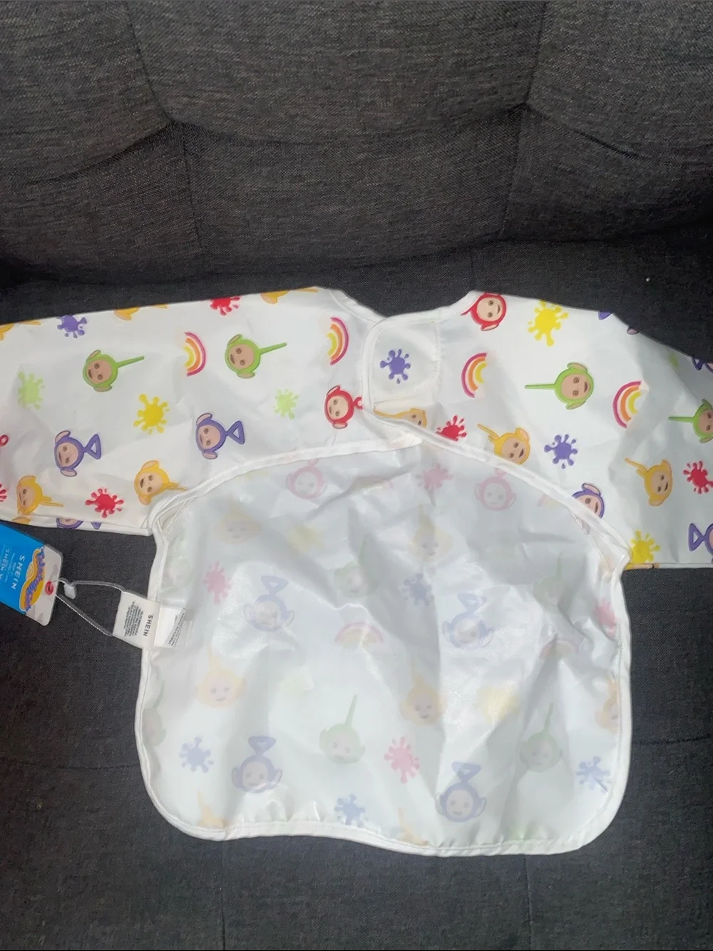 Kids Long-Sleeve Waterproof Bib in Multicolor Teletubbies Print